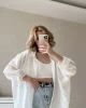 Mill Beyaz Tek Cepli Oversize Gömlek