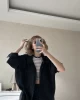 Mill Siyah Tek Cepli Oversize Gömlek