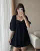 Mira Gofre Kumaş Siyah Elbise