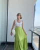 Olala Yeşil Pileli Uzun Basic Etek