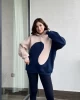 Sky Bej - Lacivert 3 İplik Polarlı Sweat