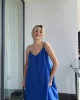 TENSEL Oversize Lacivert Askılı Elbise