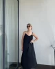 TENSEL Oversize Siyah Askılı Elbise