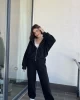 VALYA Premium Siyah 3 İplik Şardonlu Takım