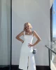 Venesy Midi Beyaz Drape Elbise