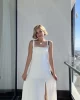 Venesy Midi Beyaz Drape Elbise