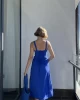 Venesy Midi Lacivert Drape Elbise