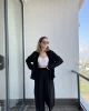 Yazlık Siyah Ayrobin Gömlek Takım