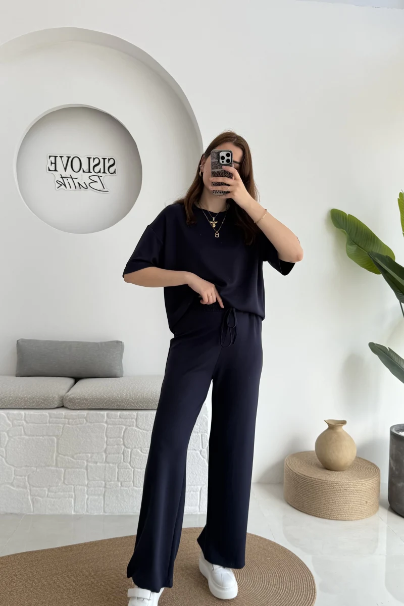 2 İplik Oys Kumaş Eşofman Takımı Lacivert