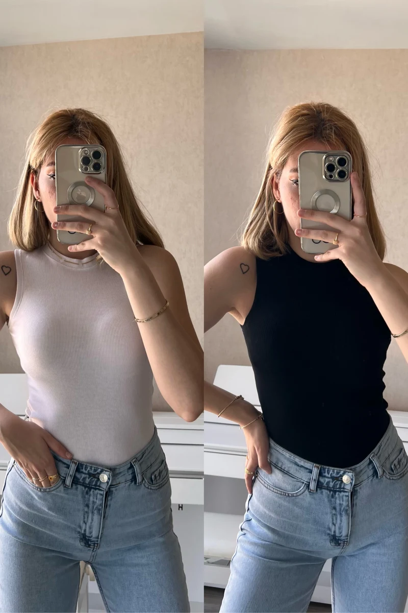 2 li Paket Basic Uzun Esnek Örme Atlet