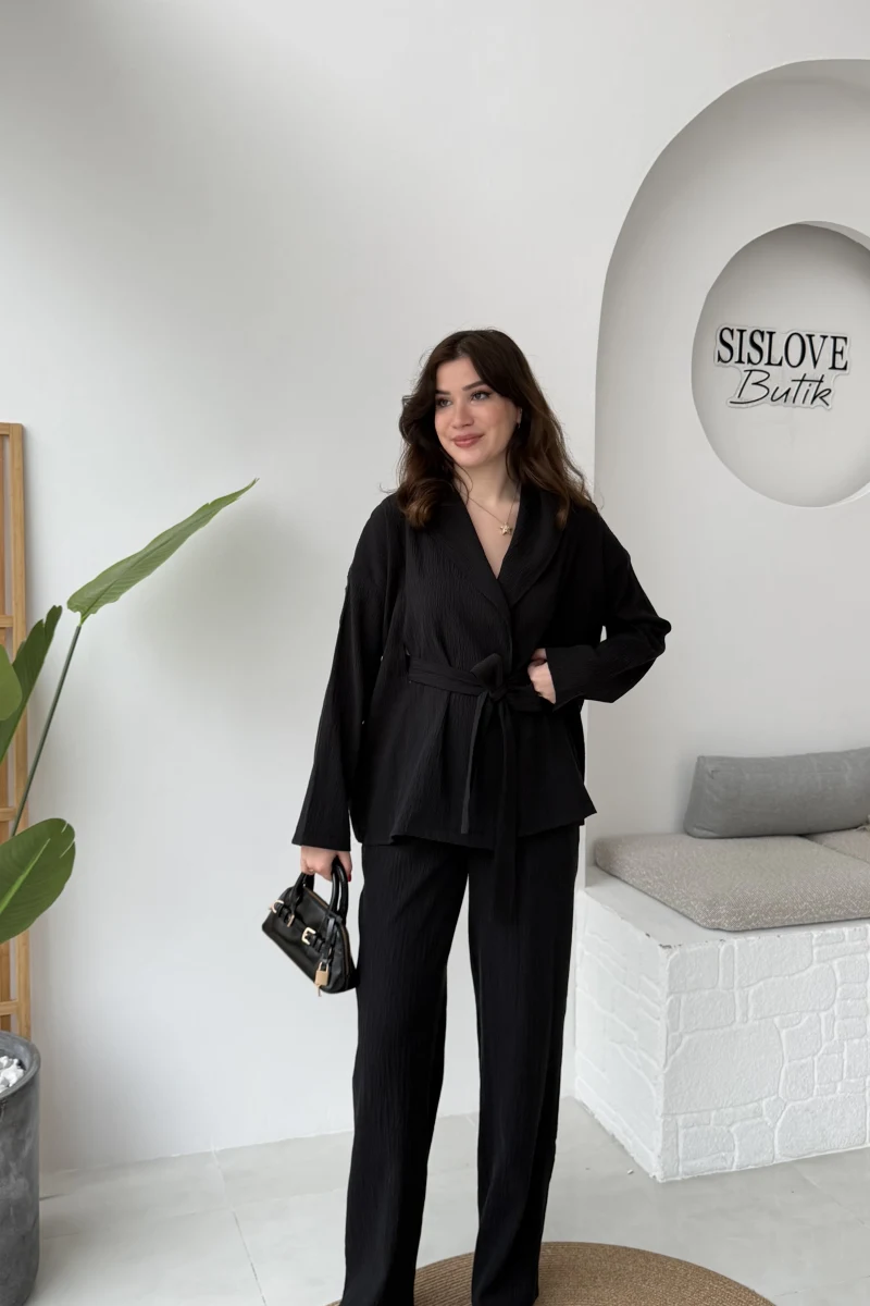 Ruth Kimono Takım - Siyah - Kod: 51277