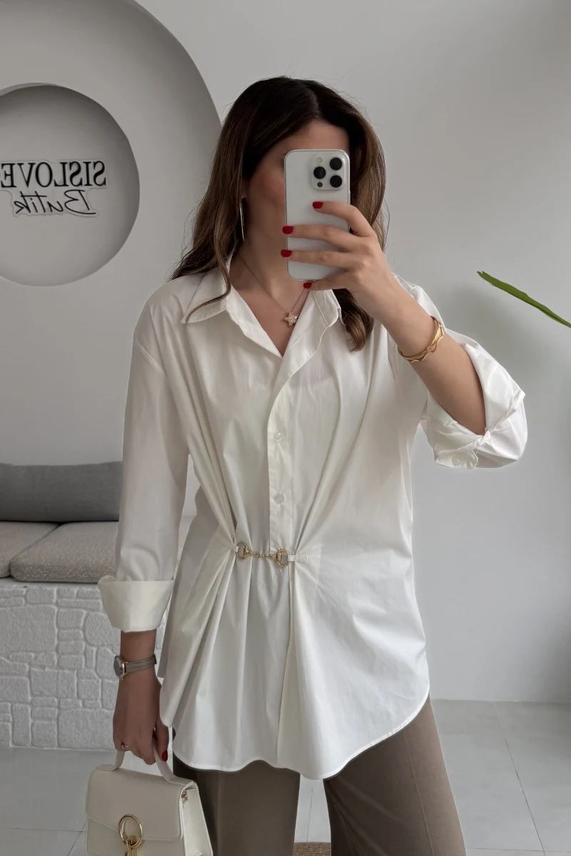 Marley Toka Detay Gömlek - Ekru - Kod: 5019