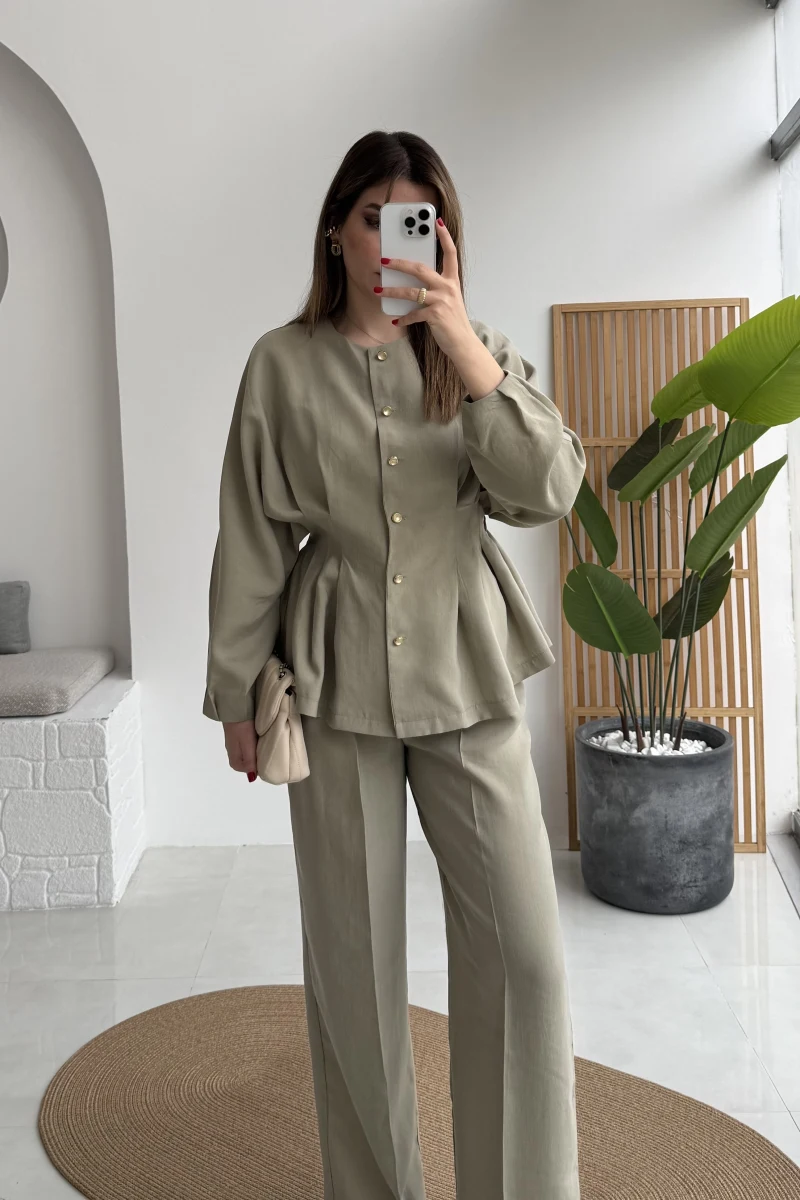 Stellaa Pile Dikişli Takım - Çağla - Kod: 8930