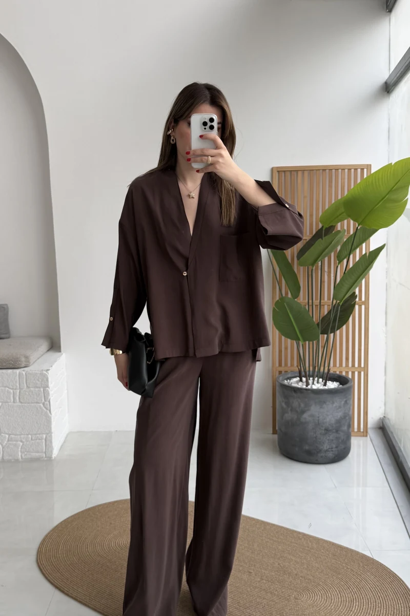 Boschetto Tencel Takım - Kahve - Kod: 51260