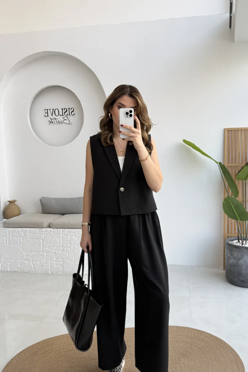 Kelly Yelek Pantolon Takım - Siyah - Kod: 9588