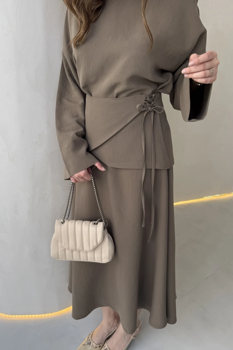 La Fortuna Bel Detay Bağcıklı Takım - Haki - Kod: 9034