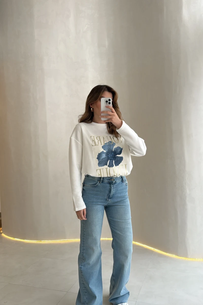 Jomo Yüksek Bel Likralı Denim Jean Pantolon - Mavi - Kod: 3462