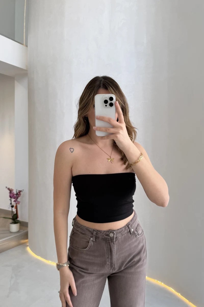 Straplez Crop Body - Siyah - Kod: 23369