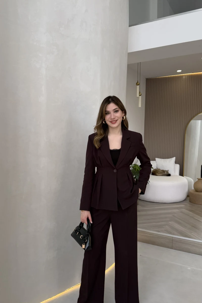 Charlotte Pilili Bele Oturan Takım - Mürdüm - Kod: 8884