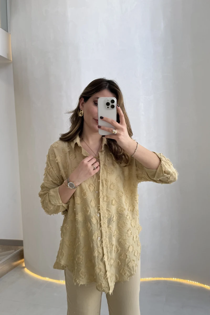 Whisper Püsküllü İnce Gömlek - Yeşil - Kod: 2235