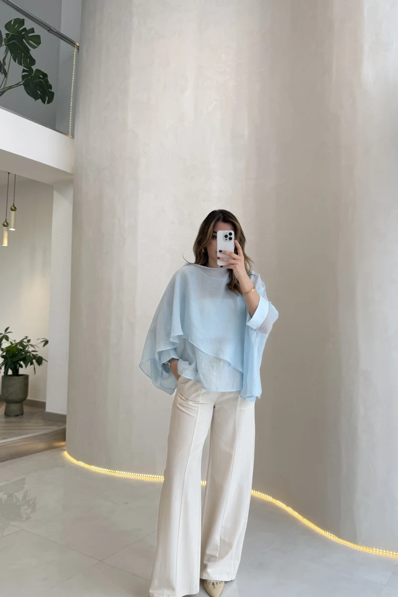 Bol Paça Bağcıklı Pantolon - Taş - Kod: 8454