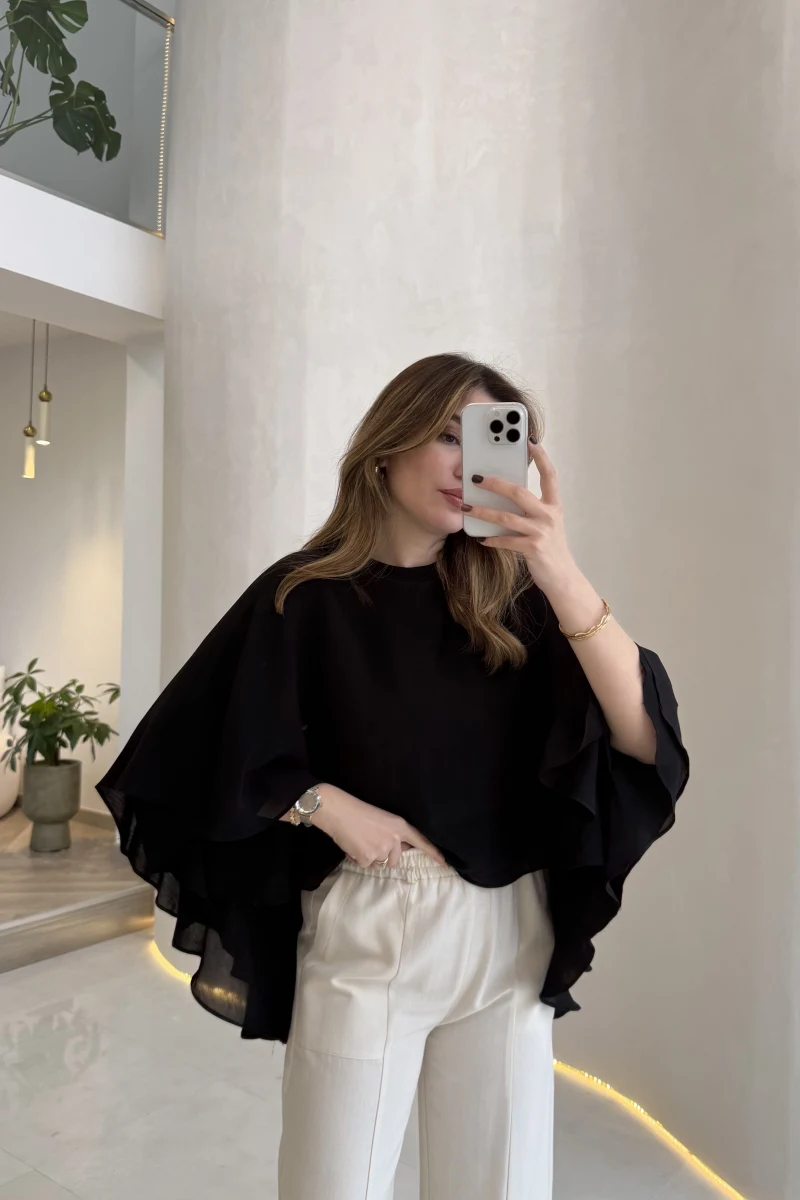 Mariposa Pelerin Bluz - Siyah - Kod: 5044