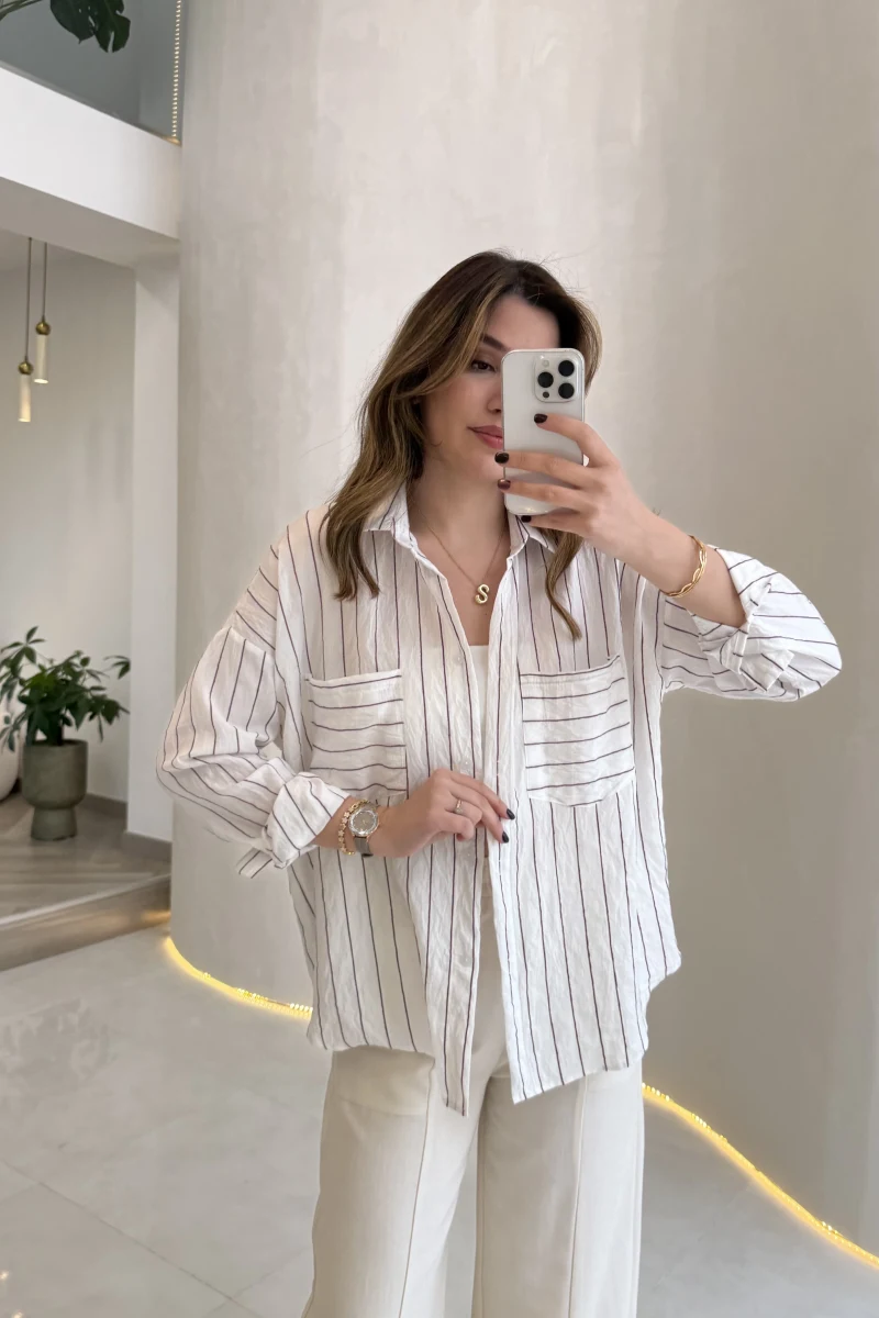 Sheep Çizgili Gömlek - Mor Çizgili - Kod: 2217