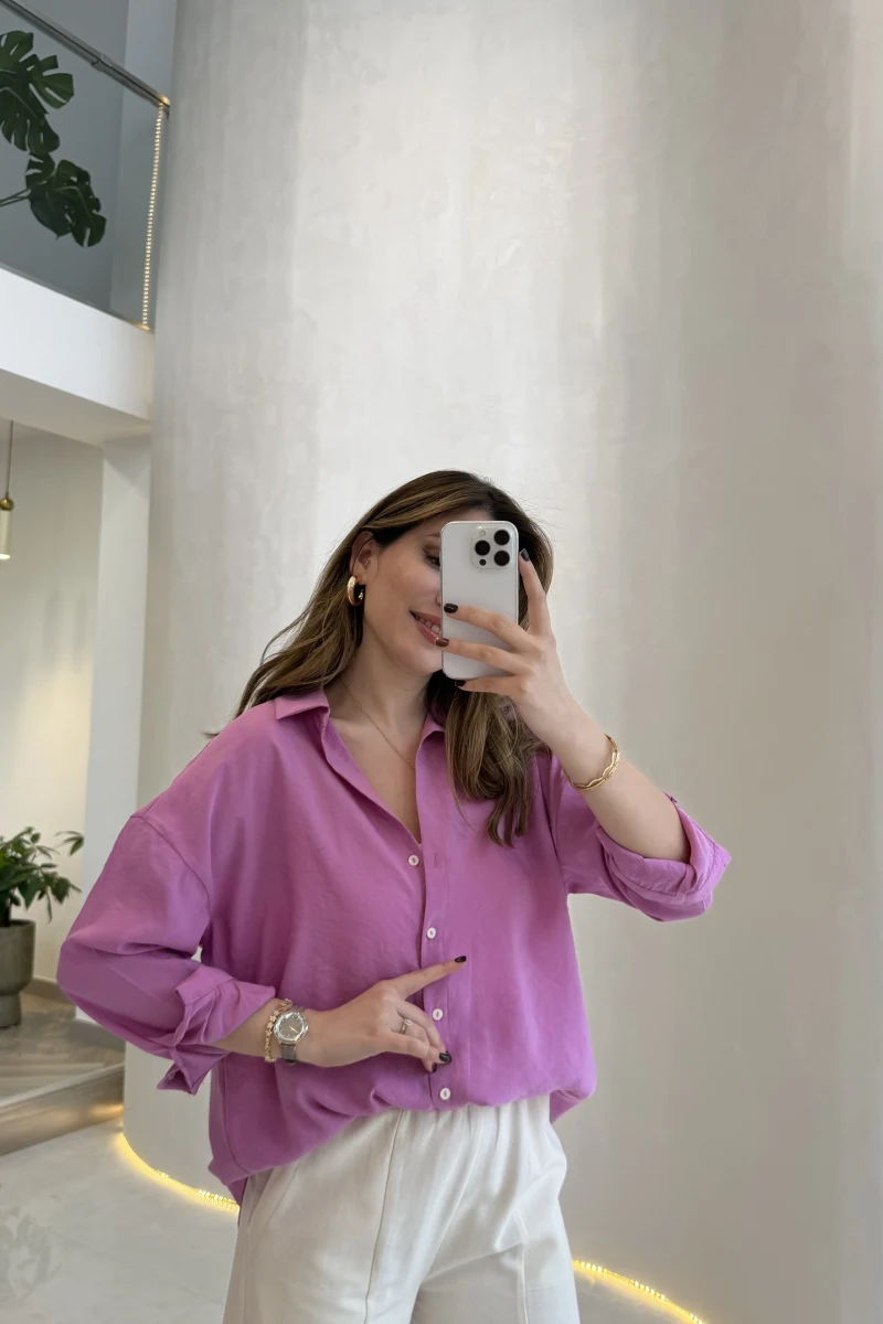Modal Gömlek - Pembe - Kod:100101