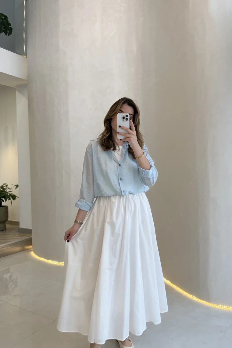 Yume Astarlı Etek - Beyaz - Kod: 5039