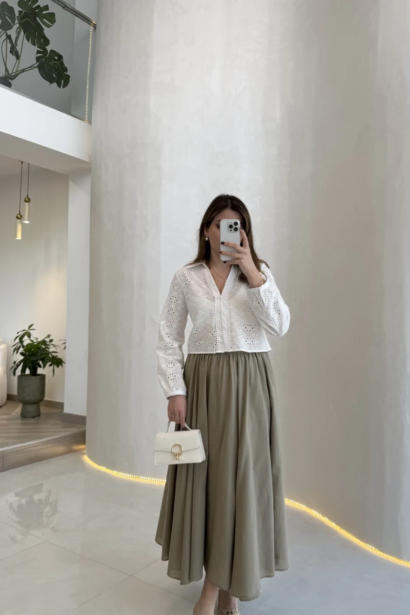 Yume Astarlı Etek - Haki - Kod: 5039