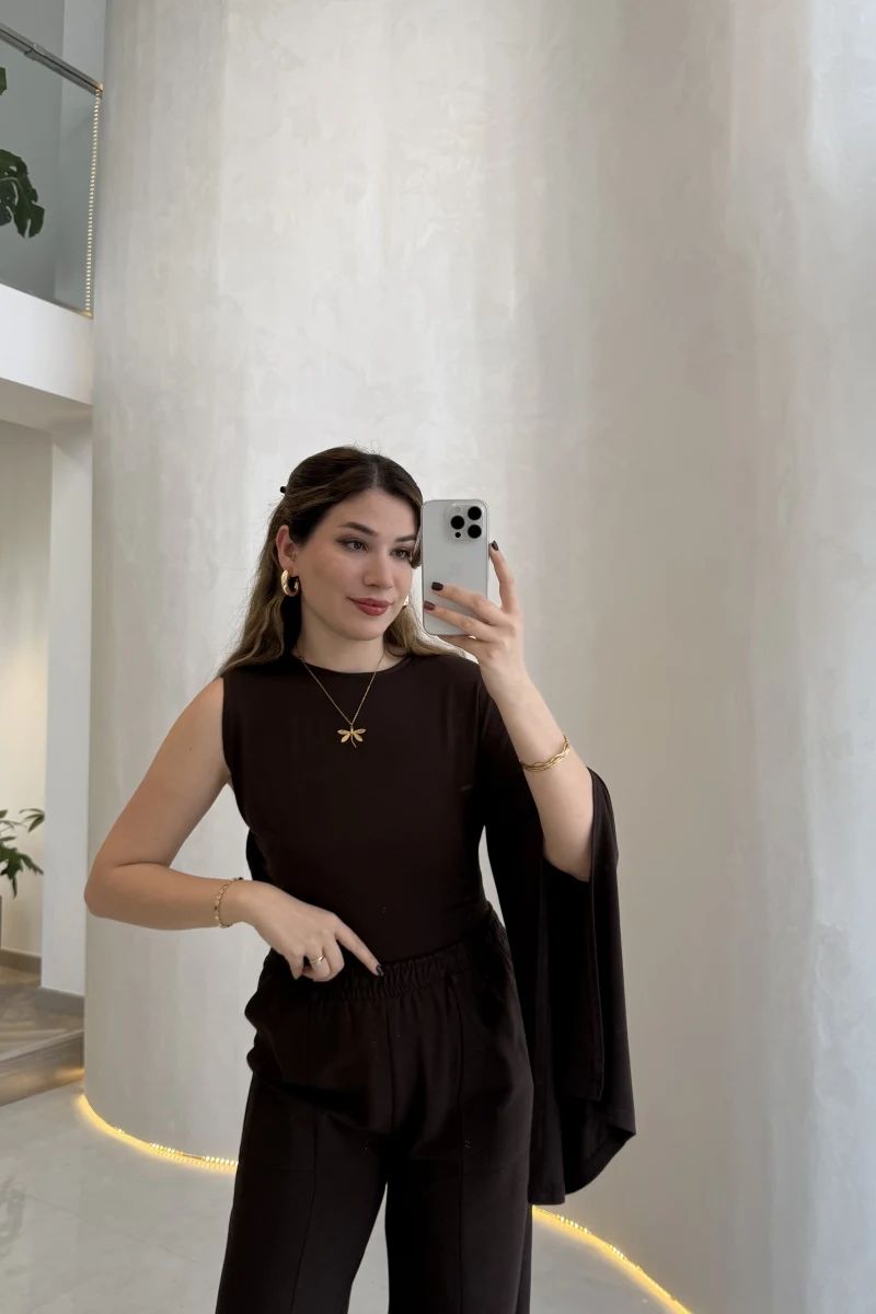 Tek Kol Bluz - Acı Kahve - Kod: 1591