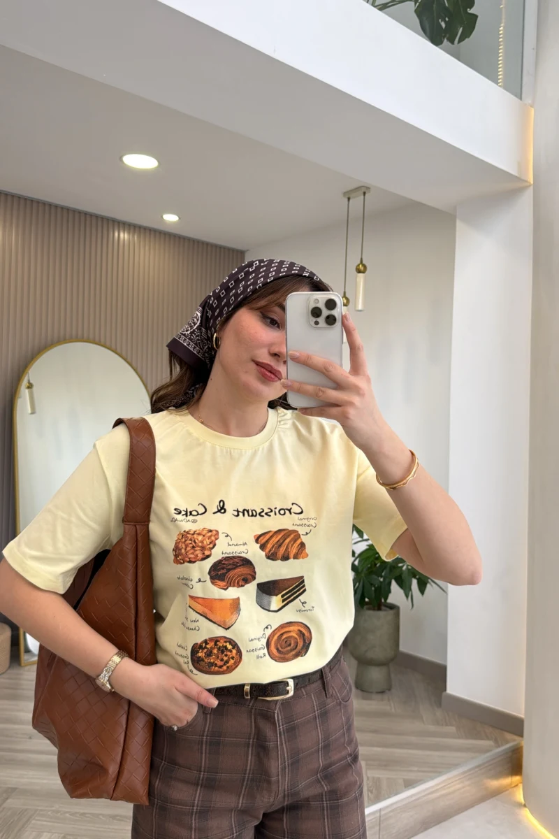 France Baskılı Kısa Kol T-shirt - Sarı