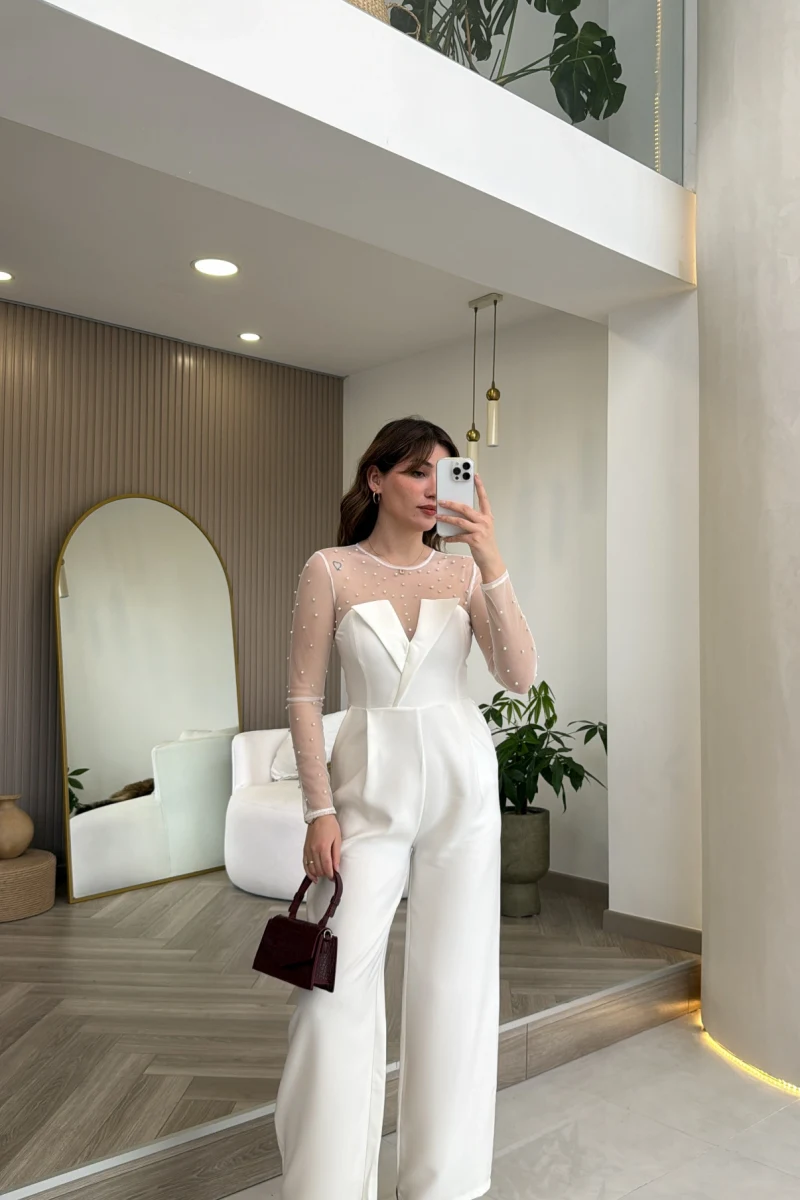 Venice İnci Detay Tulum - Ekru