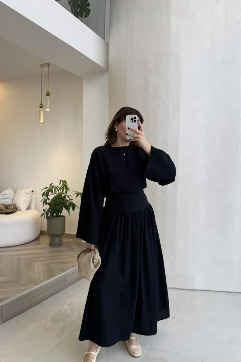 Catania Bel Detay Etek Bluz Takım - Lacivert - 6017