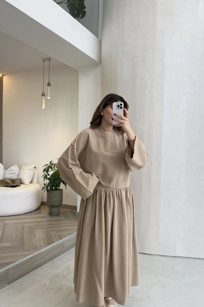 Catania Bel Detay Etek Bluz Takım - Vizon - 6017