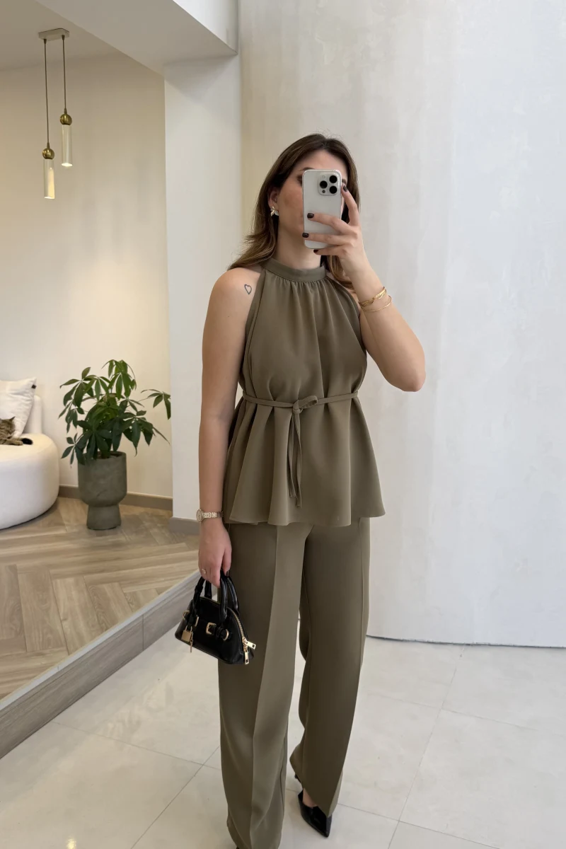 Fera Bağlama Detaylı Takım - Haki - Kod: 8920