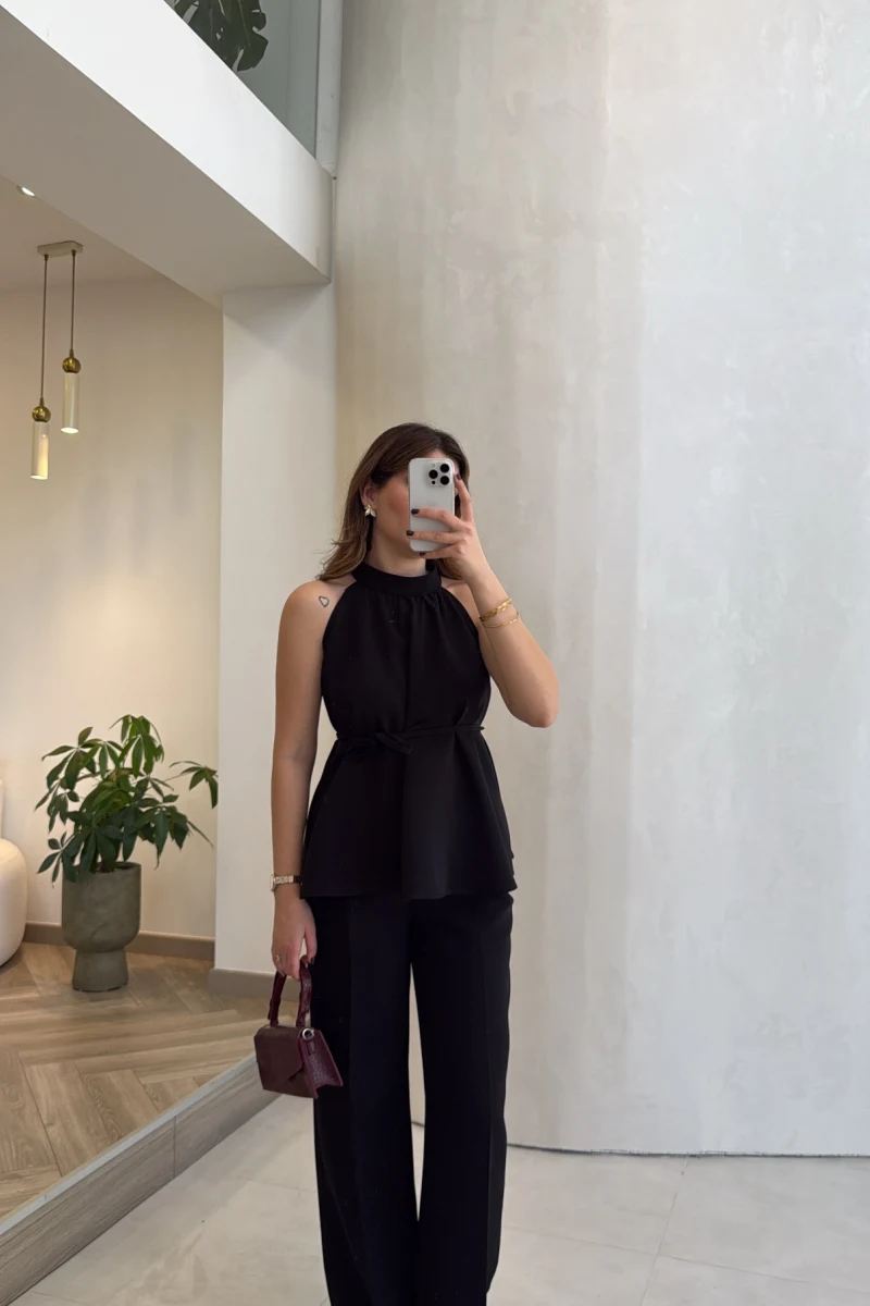 Fera Bağlama Detaylı Takım - Siyah - Kod: 8920