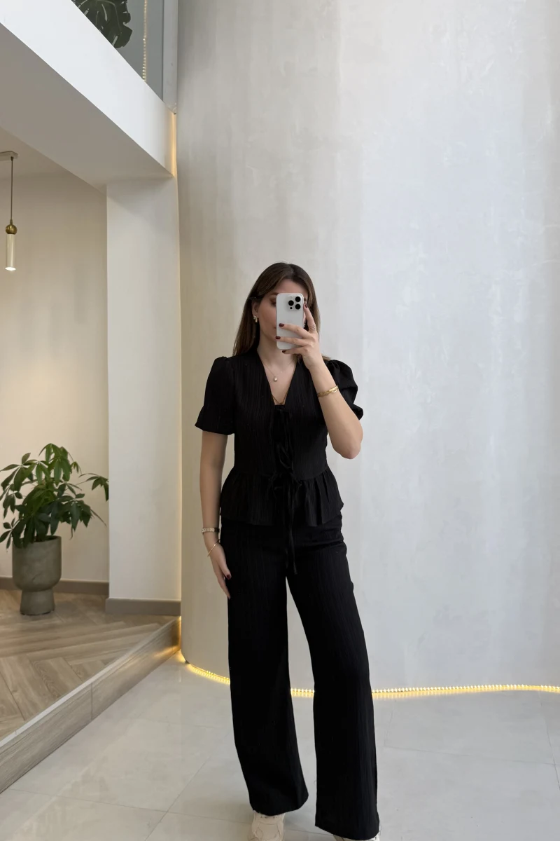 New Gofre Takım - Siyah - Kod: 8015