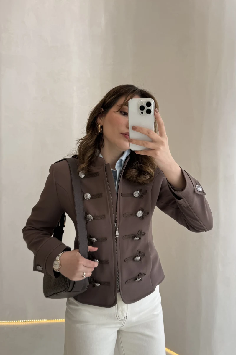 Napolyon Blazer Ceket - Kahve - Kod: 9729