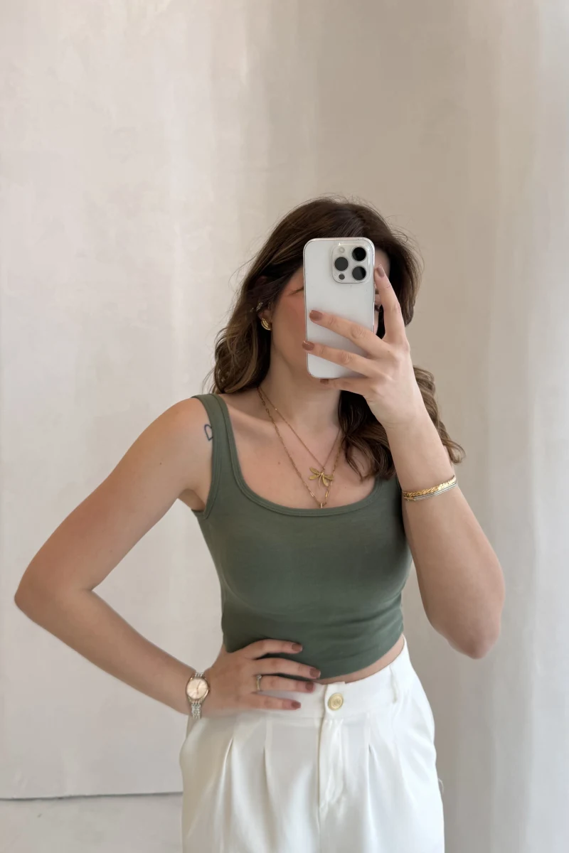 Göğüs Pedli Crop - Yeşil