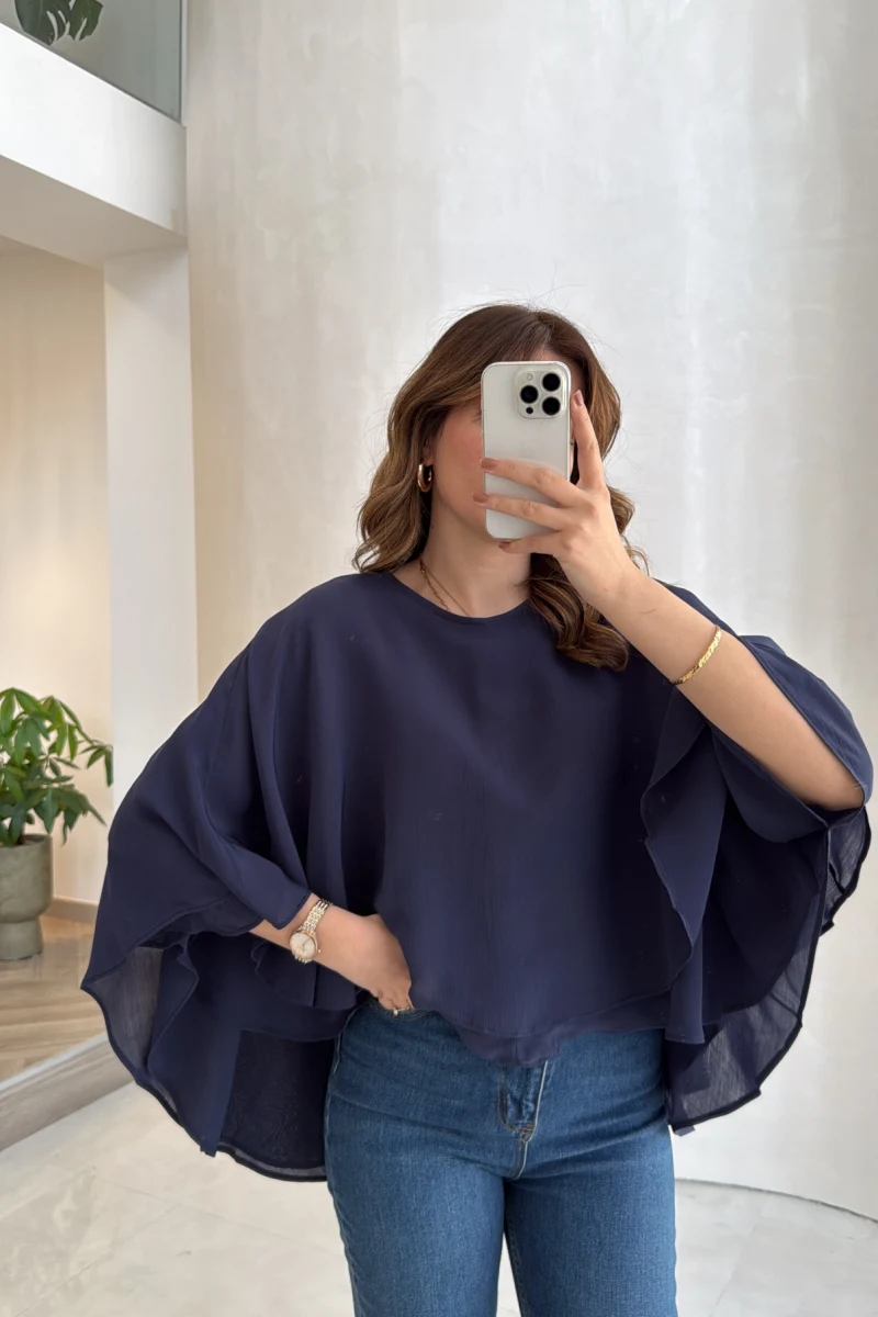 Mariposa Pelerin Bluz - Lacivert - Kod: 5044