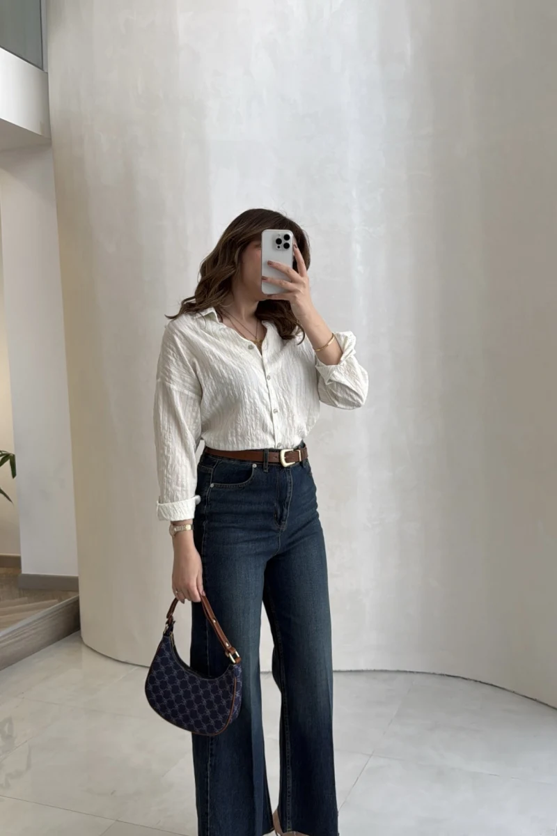 Ultra Yüksek Bel Kemerli Likralı Denim Jean Pantolon - Old - Kod: 1817