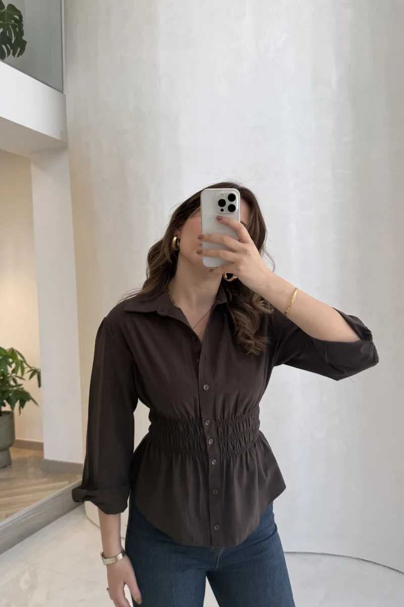 Dolly Beli Gipeli Gömlek - Kahve - Kod: 1000