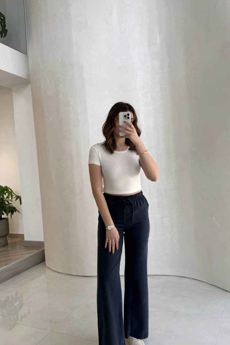 Lorenzo Beli Lastikli Modal Pantolon - Lacivert - Kod: 4044