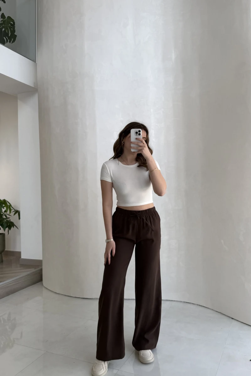 Lorenzo Beli Lastikli Modal Pantolon - Kahverengi - Kod: 4044