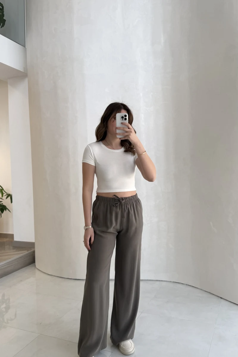 Lorenzo Beli Lastikli Modal Pantolon - Haki - Kod: 4044