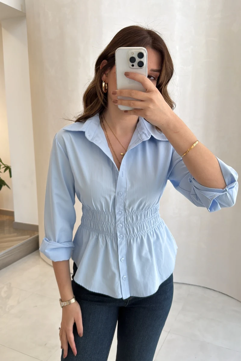 Dolly Beli Gipeli Gömlek - Mavi - Kod: 1000