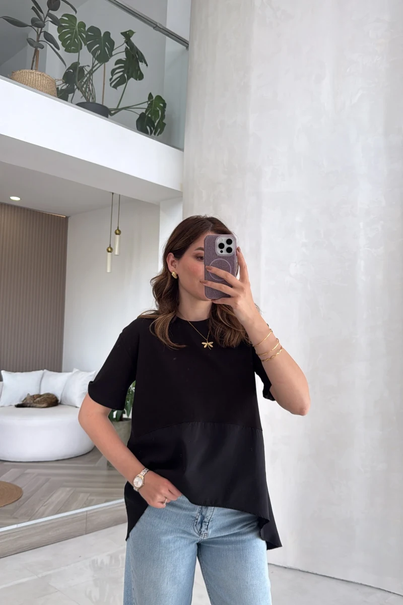 Modal T-shirt - Siyah - Kod: 1069