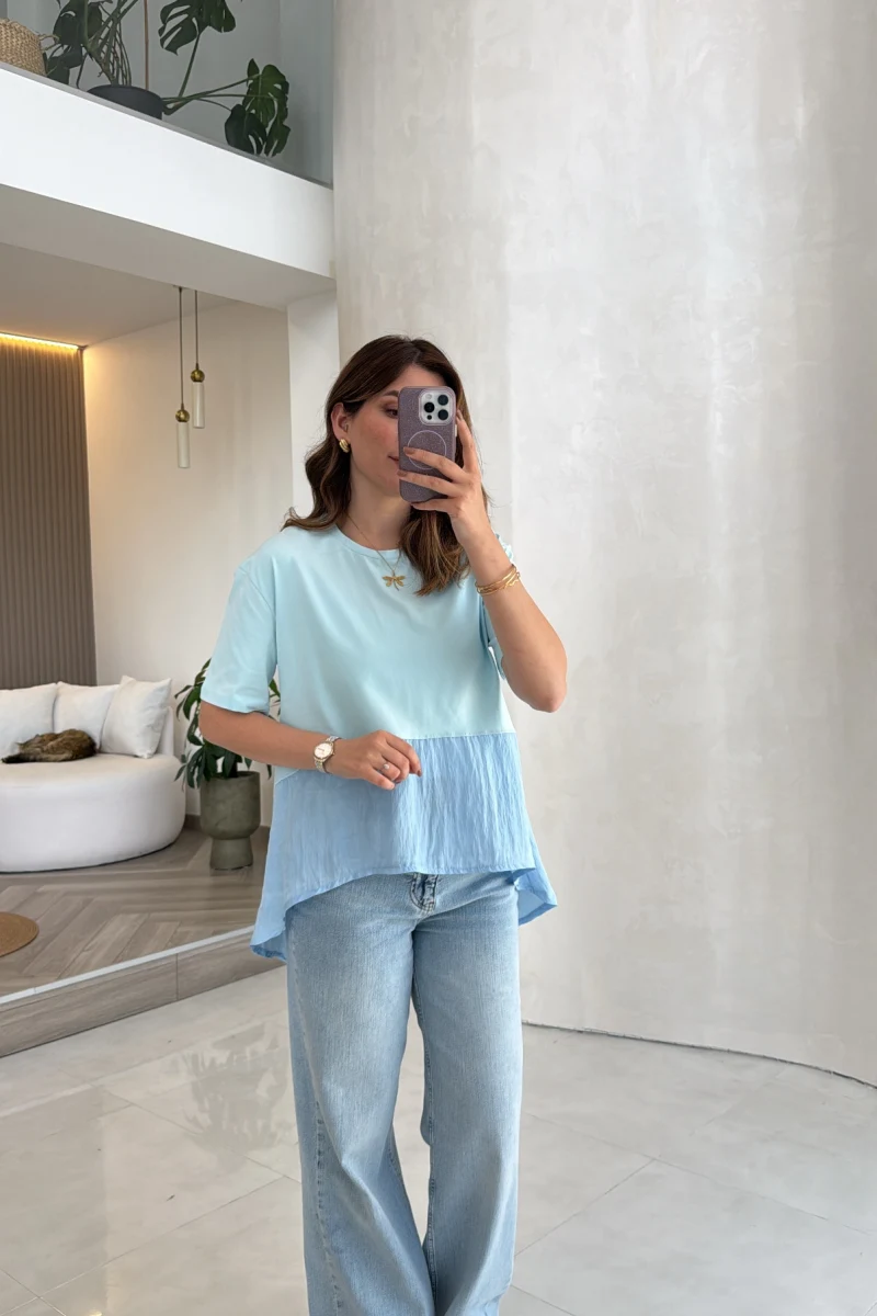 Modal T-shirt - Mavi - Kod: 1069