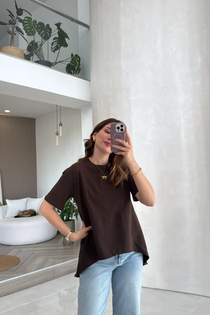 Modal T-shirt - Kahverengi - Kod: 1069